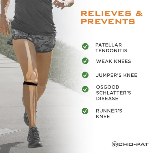 Cho-Pat Original Knee Strap, Patella Support for Runner’s Knee, Jumper’s Knee, Osgood Schlatter’s, and Chondromalacia, Black, X-Large...