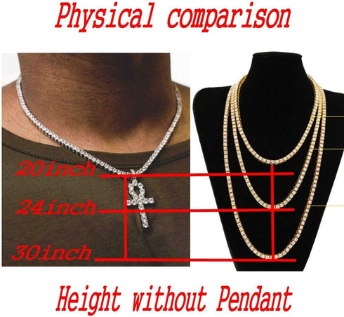 putouzip 18K Gold Iced Out Cross Pendant 316L Stainless Steel Cuban Link Chain Necklace For Men Women...