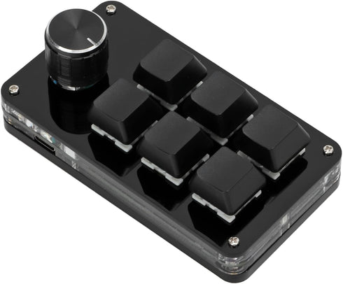 Sonew One Handed Programmable Mechanical Keyboard with Knob, Multifunction 6 Key Mini Gaming Keypad Shortcut DIY Keyboard (Black)...