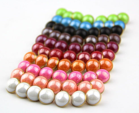 Pack of 25pcs 13mm White Pearl Half Resin Dome Cap Copper Base Buttons for Crafting Sewing Scarpbooking Scarf and Clothes...
