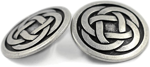 Bezelry 10 Pieces Tiny Celtic Knot Metal Shank Buttons. 25mm (1 inch) (Antique Silver)...