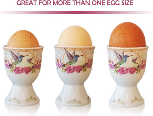 NobleEgg Egg Cups for Soft Boiled Eggs - Vintage Style Porcelain Egg Cups Holders, Authentic Egg Spoons, Stainless Steel...