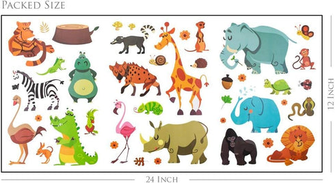 DEKOSH Jungle Animal Wall Decal Pack of Colorful Stickers for Baby Nursery Playroom - Peel & Stick Unisex Safari Theme Kids Wall Decals...