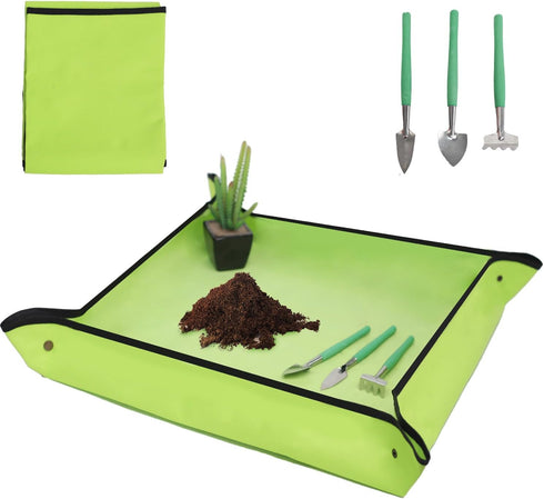 Repotting Mat for Indoor Plant Transplanting and Mess Control 29"x 29" Thickened Waterproof Potting Tray Foldable Succulent Potting Mat Portable G...