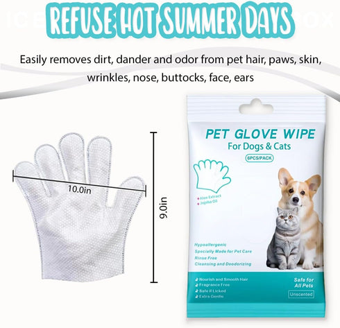 Dog and Cat Cleaning Gloves, Cleaning and Deodorizing Grooming Gloves, Dog and Cat Fur Face, Ears, Eyes, Paws Cleaner, Pet Grooming Wipes, Nourish...