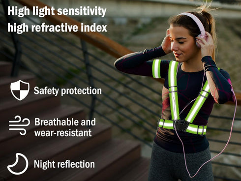 4PCS Adjustable Reflective Safety Harness+4PCS Elastic Reflective Wristbands+4PCS Reflective Slap Arm-Bands and a Mesh Bag,Running Reflective Vest...
