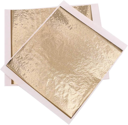 Imitation Gold Foil Sheets - KINNO Champagne Gold Leaf Paper 100 Sheets 5.1 by 5.3 Inches for Paintings, Handcrafts, Picture Frames, Sculpture, Fu...