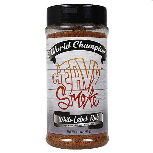 Heavy Smoke White Label Seasoning 11 oz - Championship BBQ Rub for Pork Ribs and Chicken; Smoking and Grilling Spice...