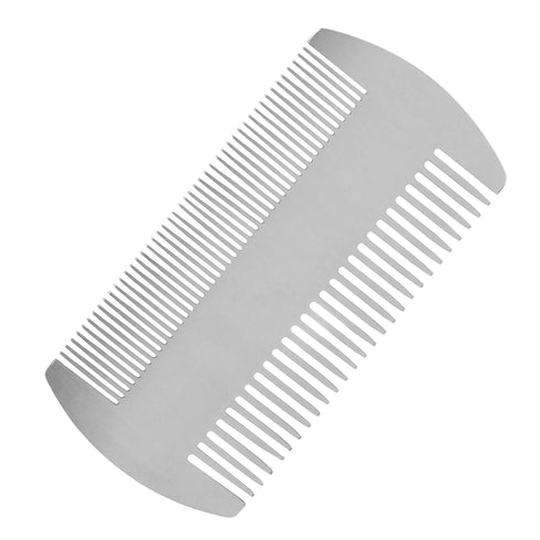 1Pc Silver Dual Action Stainless Steel Credit Card Size Comb Pocket Comb Anti-Static Hair Comb Beard Mustache Comb For Man Beauty and Personal Car...