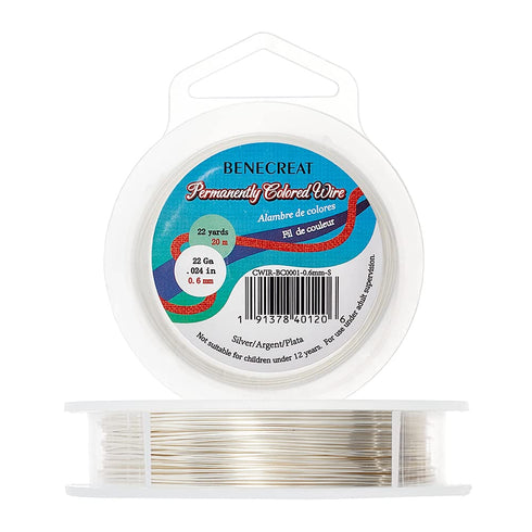 BENECREAT 22 Gauge Silver Jewelry Wire Tarnish Resistant Copper Wire Beading Making Wire for Bracelet Necklace Jewelry Making, 66 Feet/22 Yard...