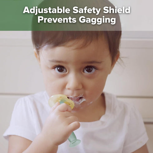 haakaa 360° Baby Toothbrush with Suction Base - Gentle Cleaning for Toddler's Self-Brushing Training, Food-Grade Silicone, Adjustable Safety Shiel...