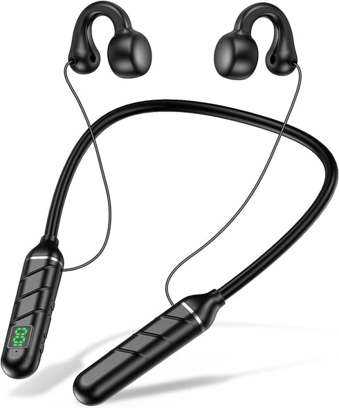 kurdene Open Ear & Neckband Bluetooth Headphones,100H Extra Long Playtime Stereo Wireless Neckband Earbuds with Mic Noise Cancelling,TF Card Socke...