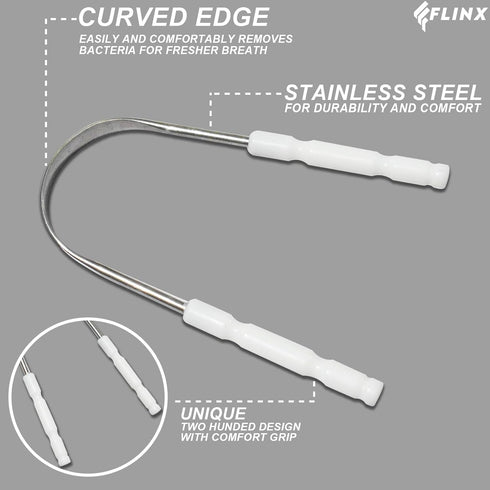 Tongue Scrapers for Adults & Kids Pack of 2 Metal Tongue Scrapers for Fresh Breath, Stainless Steel Tongue Cleaners, Tongue Scrappers, Reusable Ra...