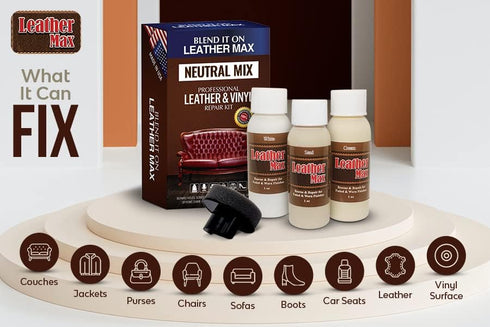 Leather Max Quick Blend Refinish and Repair Kit, Restore Couches, Recolor Furniture & Repair Car Seats, Jackets, Sofa, Boots / 3 Color Shades to B...