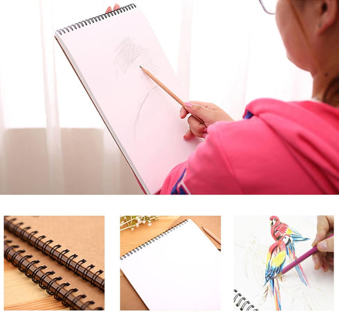 iXinyc A4 (11.69"x8.27") Spiral Sketch Book, Sketchbook for Drawing and Sketching, 30 Sheets, 160gsm Paper, Vertical Sketch Pad...