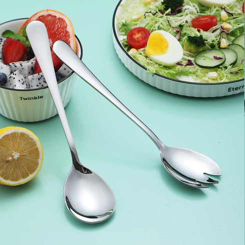 Berglander Salad Server Set, Stainless Steel Salad Serving Set, Salad Servers, Salad Spoon, Salad Fork, Pack of 2 (Shiny Silver)...