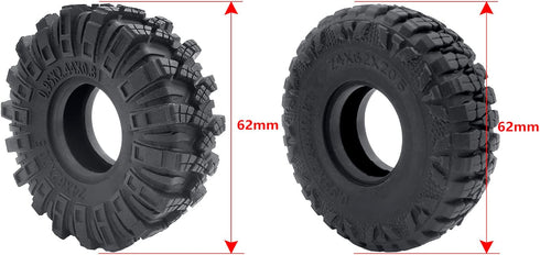 MOHERO 4PCS 1.0" Mud Grappler Rubber Tyre 1.0 Wheel Tires 62 * 22MM for Axial SCX24 90081 AXI00001 002 004 005 006 RC Crawler Car (B Style)...