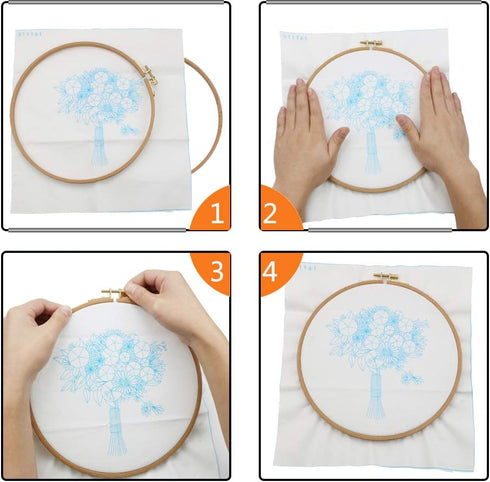 5PCS Wooden Embroidery Hoop Set, Beech Wood Cross Stitch Hoops from 5 to 9 Inches, Adjustable Round Embroidery Frames for DIY Needlework, Hand Sew...
