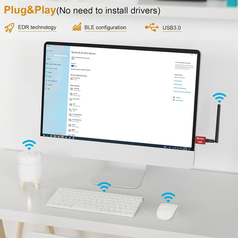 Long Range Bluetooth Adapter for Desktop PC,Techkey 5.3+EDR V1 USB Bluetooth Adapter,Class 1 Wireless Bluetooth Dongle Bluetooth Receiver Support ...