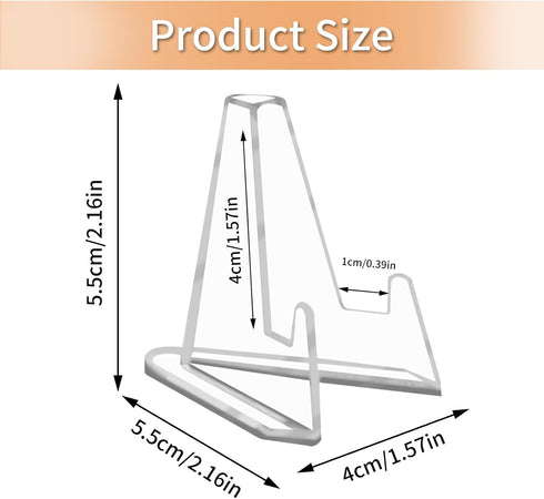 40 Pack Card Display Stands, 2.16 Inches Acrylic Display Stands, Transparent Card Display Stand, Transparent Acrylic Small Easel, Suitable for Med...