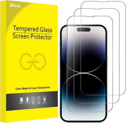 JETech Full Coverage Screen Protector for iPhone 14 Pro Max 6.7-Inch, 9H Tempered Glass Film Case-Friendly, HD Clear, 3-Pack...