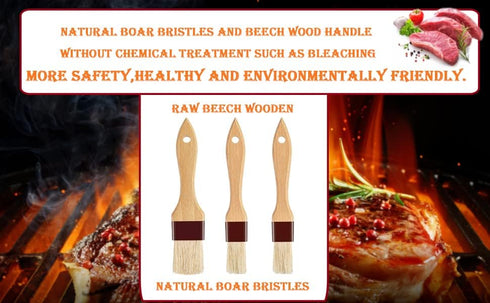 Pastry Brush-Basting Brush for Cooking,2 Pc Boar Bristles Food Brush for BBQ,Beech Wooden Handle Butter Brush for Baking/Spreading Marinade/Sauce/...