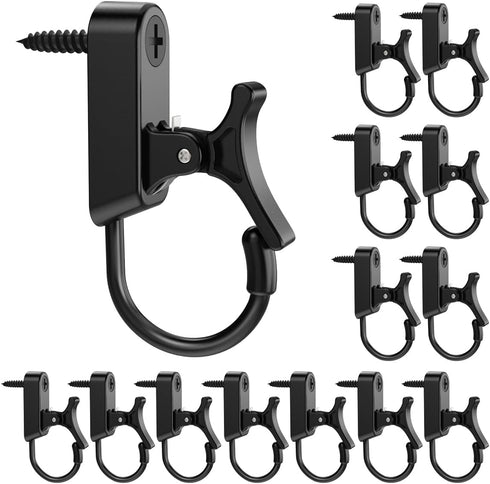 Hanger Hooks,String Light Hooks,Screw-in Hooks for Hanging String Lights and Wire,Wind Chimes,Plastic and Steel,Black,20 Pack...