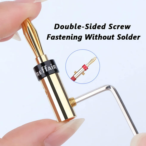 Preffair 8 Pcs HiFi Audio Locking Banana Plugs for Speaker Cable Audiophile 24K Gold Plated Double Screw Loudspeaker Bi-Wire Connector Terminal wi...