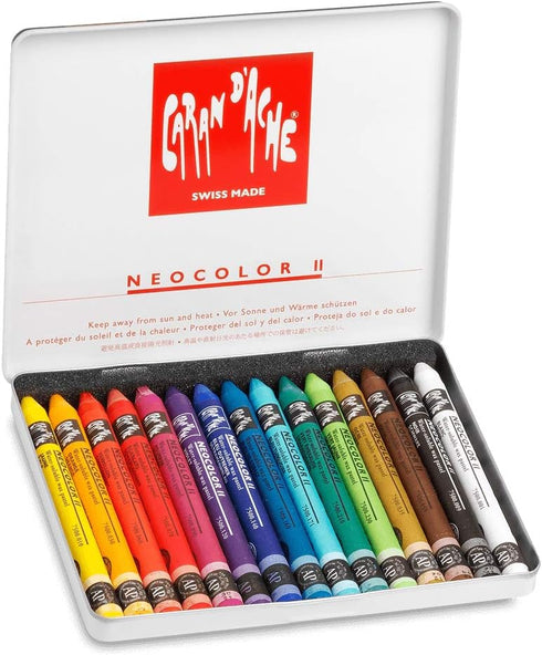 Caran d'Ache Classic Neocolor II Water-Soluble Pastels, 15 Colors...