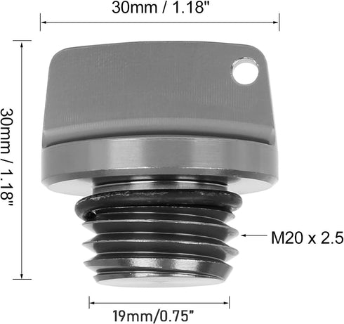 M20 x 2.5 Universal Motorcycle Engine Oil Filler Cap Screw Cover Plug Gray with O-ring Valve Oil Cap Transmission Tank Cover...