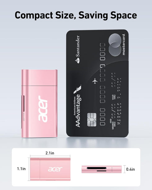 Acer USB C SD 4.0 Card Reader, UHS-II Micro SD Card Reader USB C Supports Dual Card Reading, 2-in-1 Memory SD Card Reader Adapter for iPhone 15 fo...