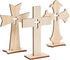 Bright Creations Wooden Crosses for Crafts - 12-Pack, 3 Sizes & Light Brown Unfinished Wood - DIY Blank Crosses with Stands - for Baptism Favors &...