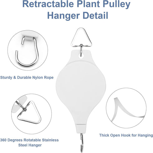 3 Pack Plant Pulley Hanger, Retractable Plant Hook Pulley, Adjustable Heavy Duty Plant Hanging Pulleys for Garden Baskets & Bird Feeder with 3 PCS...