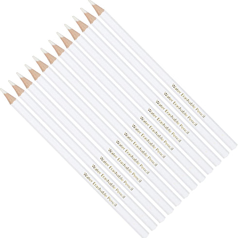 12 PCS Sewing Marking Pencils Water Soluble Tailor's Chalk for Fabric Clothing Cutting Wood-cased Pencil(White)...