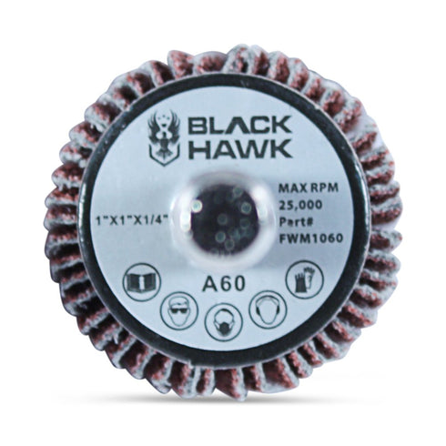 BHA Aluminum Oxide Shank Mounted Flap Wheels, 1” x 1” x 1/4”, 60 Grit - 5 Pack...