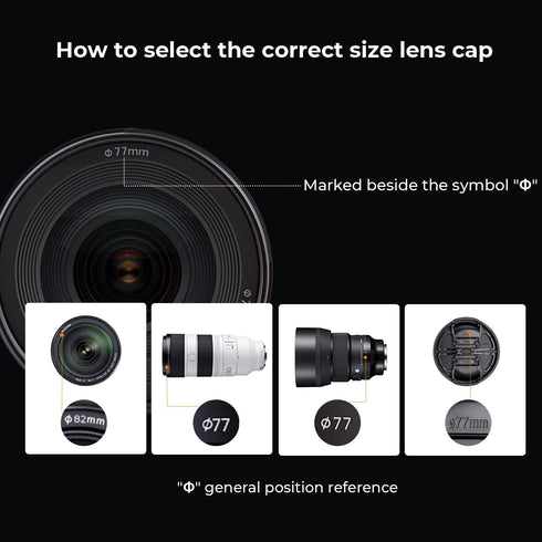 K&F Concept 37mm 9-in-1 Center Pinch Lens Cap + Anti-Loss Keeper Leash + Microfiber Cleaning Cloth Kit Compatible with Nikon, Canon, Sony, Fujifil...