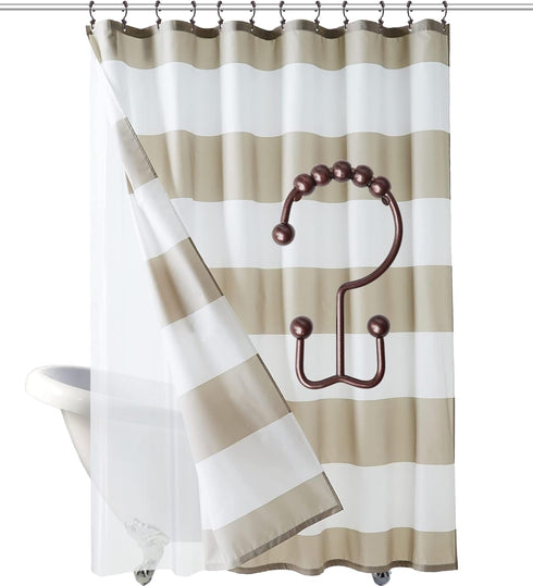 Shower Curtain Hooks Rings for Bathroom, 12PCS Stainless Steel Metal Rust Resistant Balance Sliding Double Curtain Hooks (Bronze)...