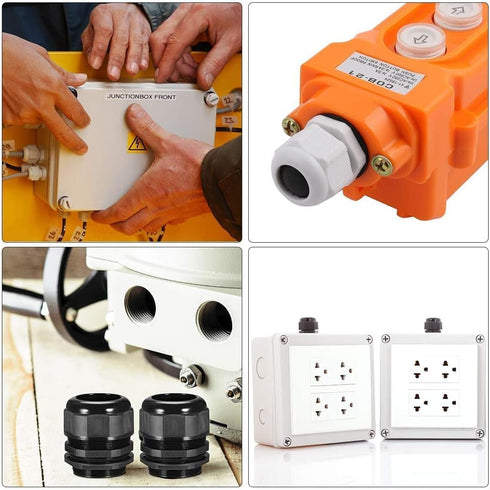 Fielect 4Pcs M20 Cable Gland Plastic Waterproof Cable Glands Joints Adjustable Connector White for 6-12mm Dia Cable...