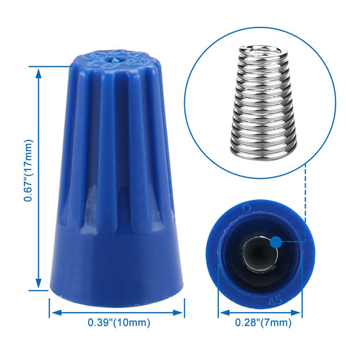 Baomain Wire connector P2 22-16 AWG x3 Twist-On Easy Screw On Cap 300V Max Voltage Blue Pack of 100...