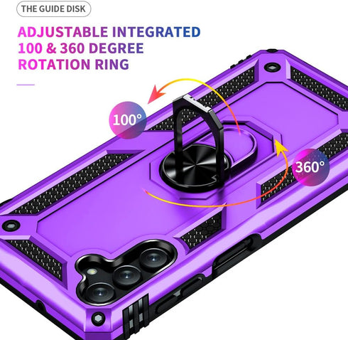 Galaxy A13 5G & A04s Purple Case: Military-Grade, Car Mount, Ring Stand, HD Screen Protector, Shockproof...
