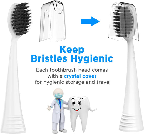 Replacement Toothbrush Heads with Covers for Burst (10 Count, White)...