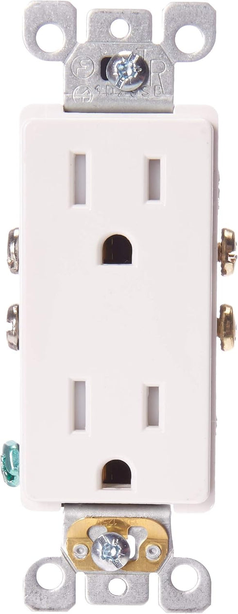 Leviton T5325-SW 15 Amp NEMA 5-15R 2 Pole 3-Wire Tamper Resistant Decora Duplex Receptacle, Self Grounding, White......