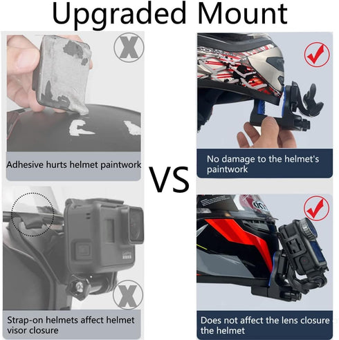 Motorcycle Helmet Chin Clip Mount Compatible with GoPro Hero 12,11, 10, 9, 8, 7, (2018), 6 5 4, Hero Black, Session,Insta360, Xiaomi Yi, SJCAM...