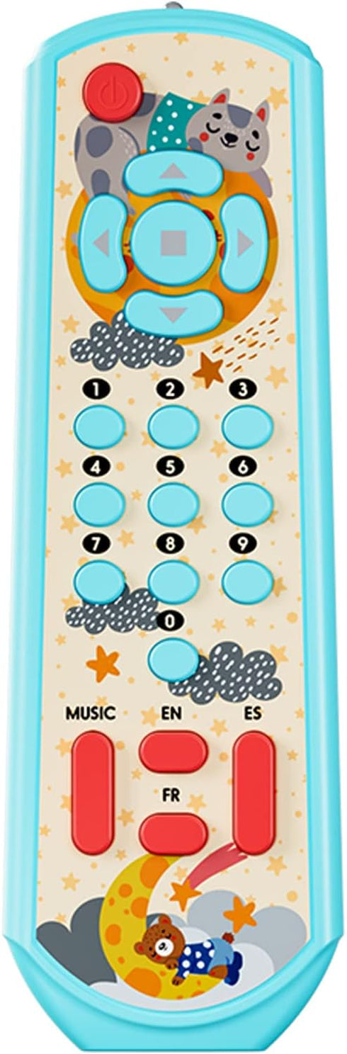 Musical TV Remote Control Toy with Light & Sound - Early Educational Toy with English Spanish and French 3 Language, Sensory Learning Toys for Inf...