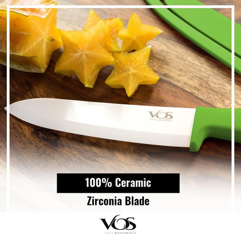 Vos Ceramic Knife Set with Peeler, Ceramic Knives Set For Kitchen, Ultra Sharp Kitchen Knife Set with Covers, 3" 4" 6" Paring, Utility & Chef Knif...