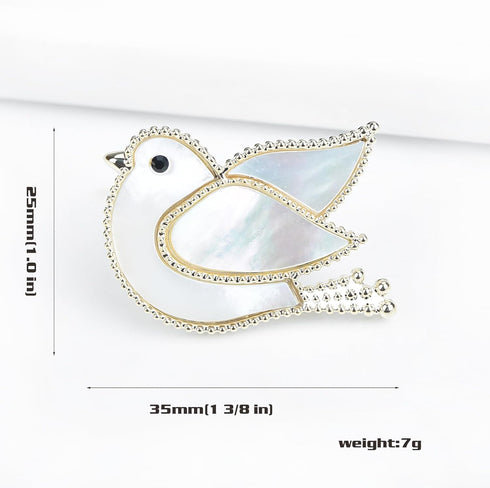 Elegant Brass Micro Pave Rhinestone Crystal Dove Bird of Peace Pigeon Bird Brooch Lapel Pins Breastpin Broach Custom Jewelry...