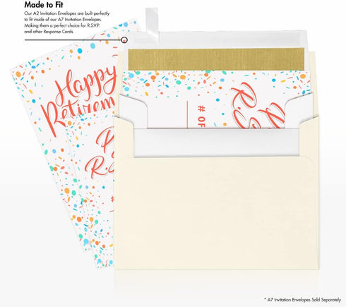 LUXPaper A2 Foil Lined Invitation Envelopes | Peel & Press | 4 3/8" x 5 3/4" | White w/Gold LUX Lining | 70lb. Text | 50 Qty...
