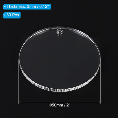PATIKIL 2" Dia. Acrylic Circles, 30 Pack Round Clear Plastic Sheet Ornament Cake Disk Transparent Blank Sign for Crafting Painting DIY Christmas 3...