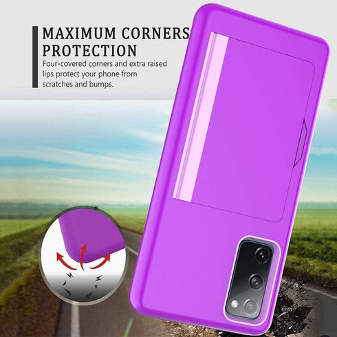 Galaxy s20 FE Case with Card Holder,Silicone Hybrid Protective Wallet Cover Case for Samsung Galaxy s20 FE - Grey...