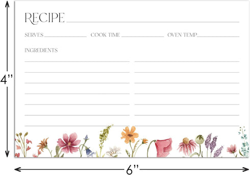 Bright Floral Recipe Cards - Set of 48...